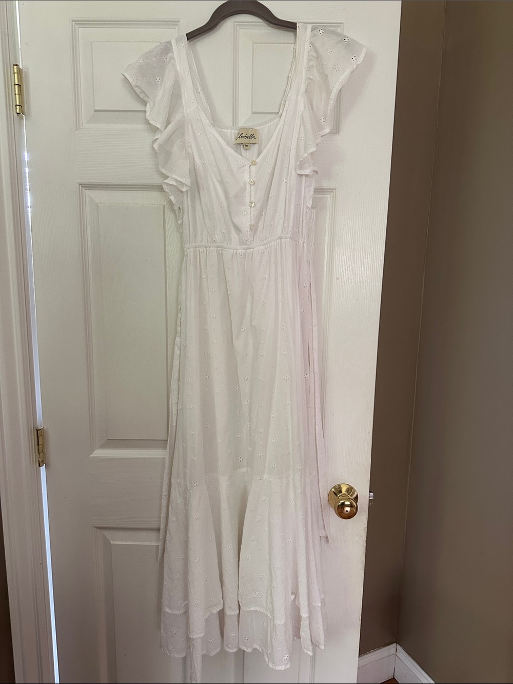 Cleobella White Eyelet Ruffle Maxi Dress
